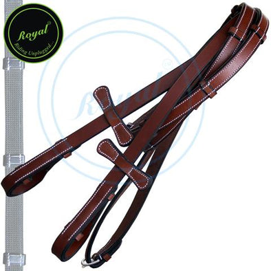 Leather Outer and Rubber Inner Lined Reins With Hand Stoppers