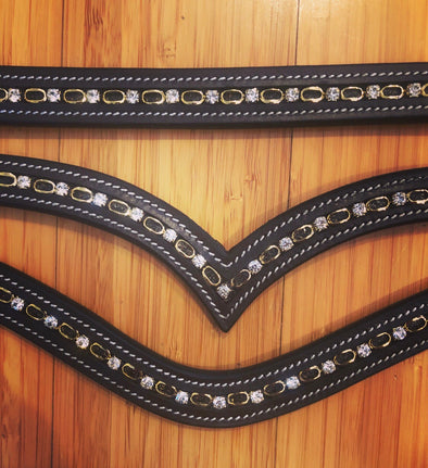 Golden Metal Interlinked Crystal Browband