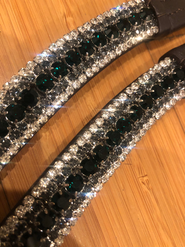 Gorgeous Deep Emerald green and white crystal Browband
