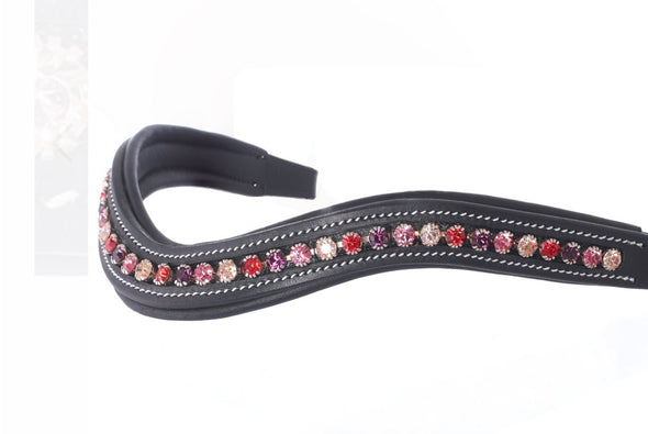 Peach, rose, fuchsia, light red crystal browband