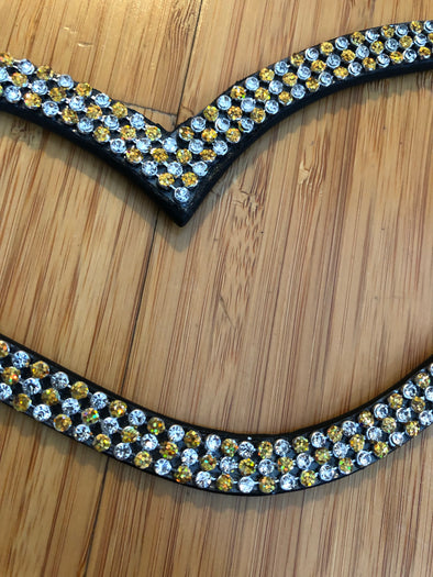 TINY WHITE AND GOLDEN CRYSTAL BROWBAND