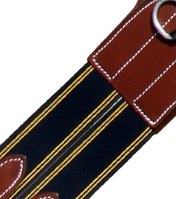 WAVE OVERLAY GIRTH/ NAVY BLUE ELASTIC WITH YELLOW LINES