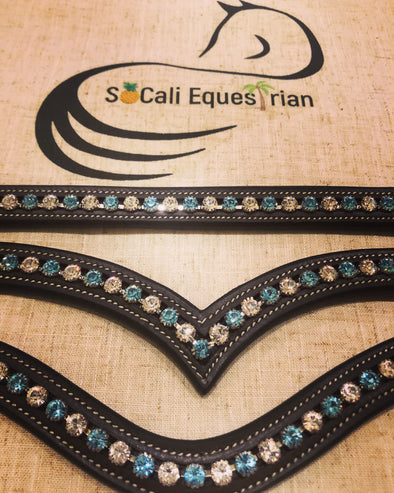 The “Roman” Miracle Horse Browband in Light Blue and Crystal