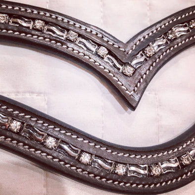 Wave Interlinked Metal and Crystal Browband