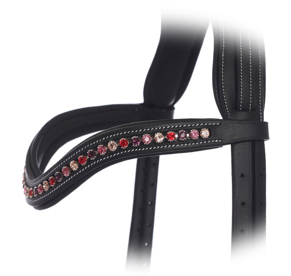 Peach, rose, fuchsia, light red crystal browband