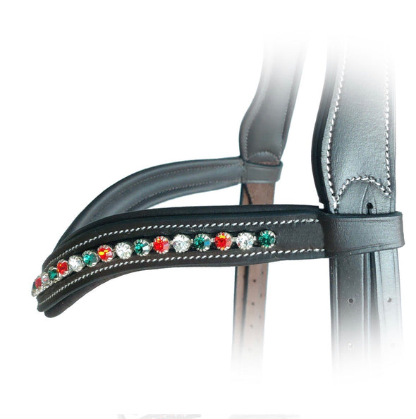 Red, emerald and clear crystal browband